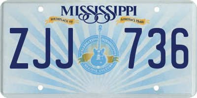 MS license plate ZJJ736