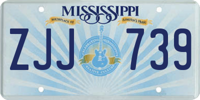 MS license plate ZJJ739