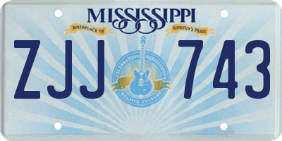 MS license plate ZJJ743