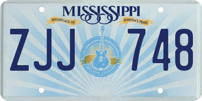 MS license plate ZJJ748