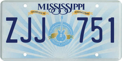 MS license plate ZJJ751