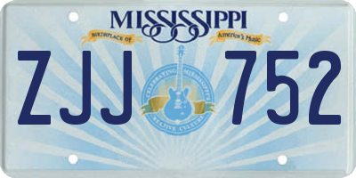 MS license plate ZJJ752