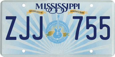 MS license plate ZJJ755