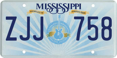 MS license plate ZJJ758