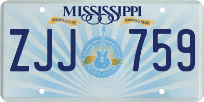 MS license plate ZJJ759