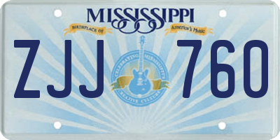MS license plate ZJJ760