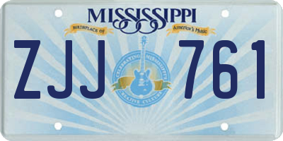 MS license plate ZJJ761