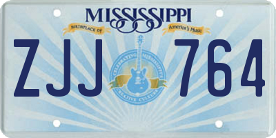 MS license plate ZJJ764