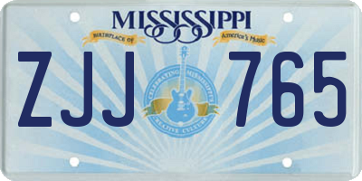 MS license plate ZJJ765