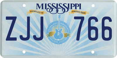 MS license plate ZJJ766