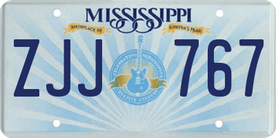 MS license plate ZJJ767