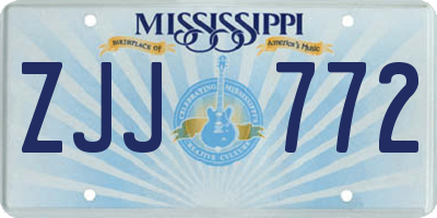 MS license plate ZJJ772