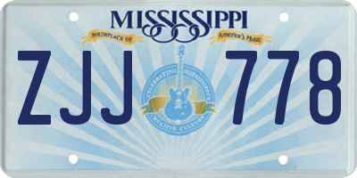 MS license plate ZJJ778
