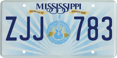 MS license plate ZJJ783