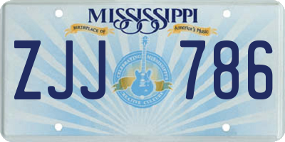 MS license plate ZJJ786