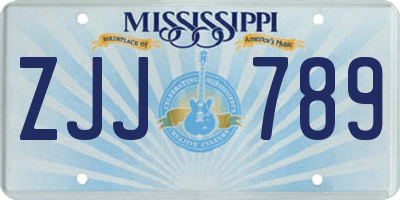 MS license plate ZJJ789
