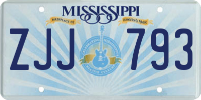 MS license plate ZJJ793