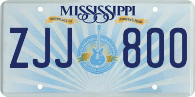 MS license plate ZJJ800