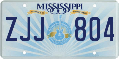 MS license plate ZJJ804