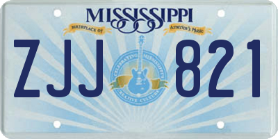 MS license plate ZJJ821