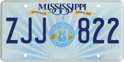 MS license plate ZJJ822