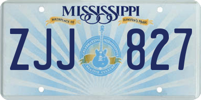 MS license plate ZJJ827