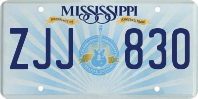 MS license plate ZJJ830