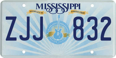 MS license plate ZJJ832