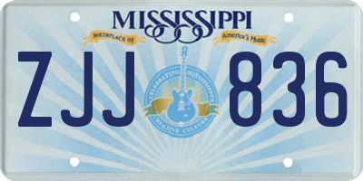 MS license plate ZJJ836