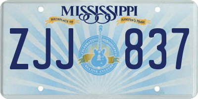 MS license plate ZJJ837