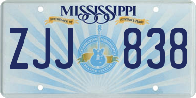 MS license plate ZJJ838