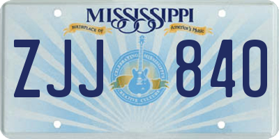 MS license plate ZJJ840