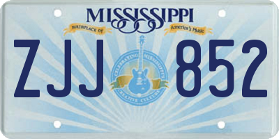 MS license plate ZJJ852