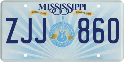 MS license plate ZJJ860