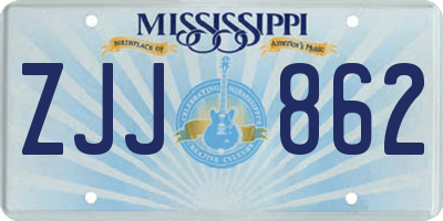 MS license plate ZJJ862