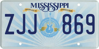 MS license plate ZJJ869