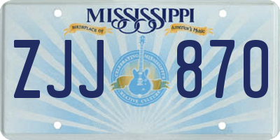MS license plate ZJJ870