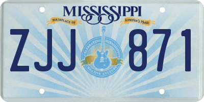 MS license plate ZJJ871