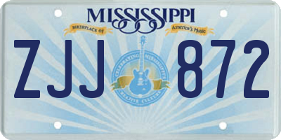 MS license plate ZJJ872