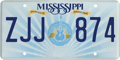 MS license plate ZJJ874