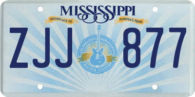 MS license plate ZJJ877