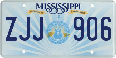 MS license plate ZJJ906
