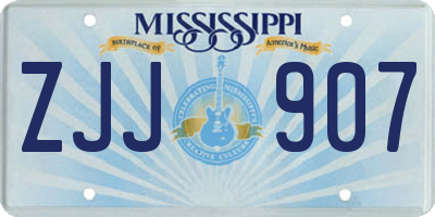 MS license plate ZJJ907