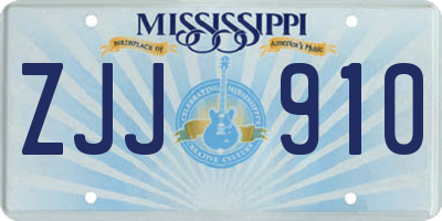 MS license plate ZJJ910