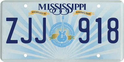 MS license plate ZJJ918