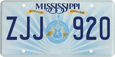 MS license plate ZJJ920