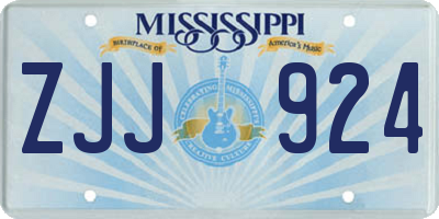 MS license plate ZJJ924