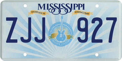 MS license plate ZJJ927