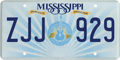 MS license plate ZJJ929