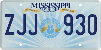 MS license plate ZJJ930
